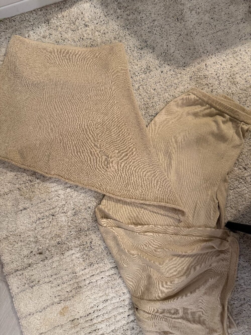 Tube Top and Wide Leg Pants Matching Set Women's M Beige